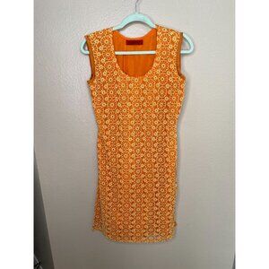 Seeme's Couture Womens‎ Orange Dress embroidered sleeveless